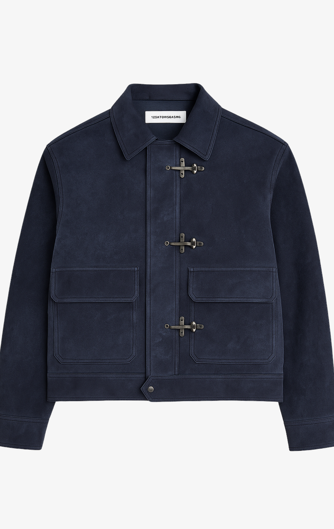 Toggle Front Leather Field Coat