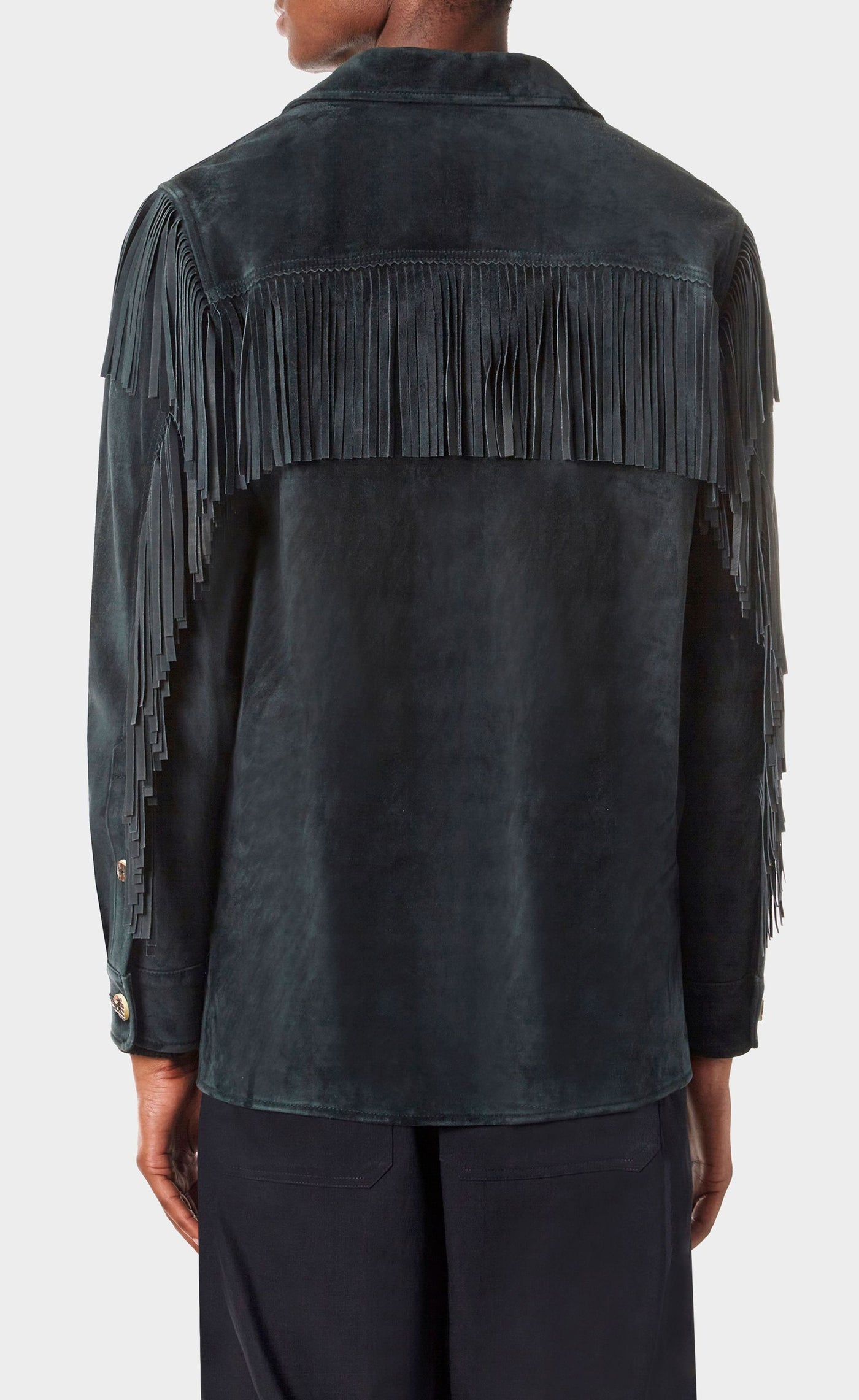 SUEDE FRINGE CHORE COAT