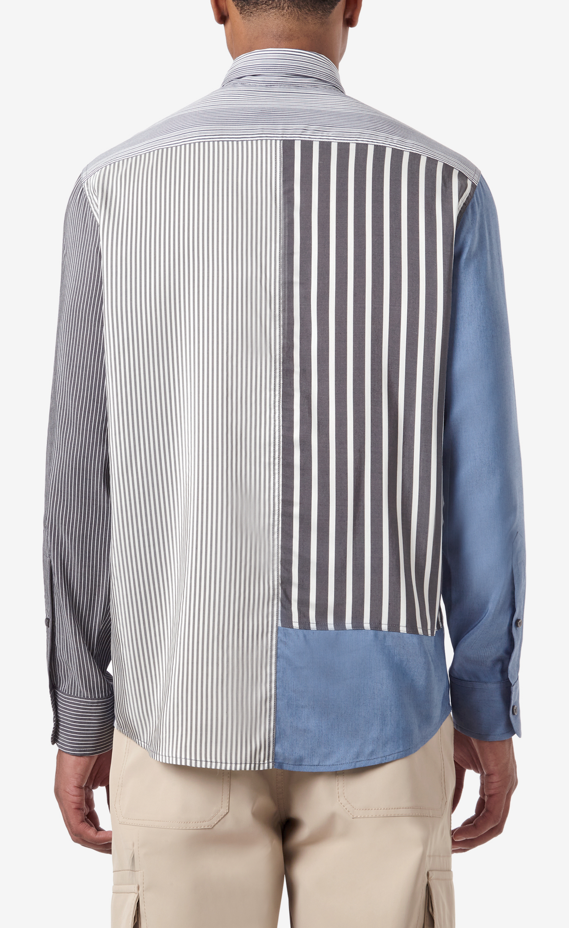 LS PATCHWORK BUTTON DOWN SHIRT