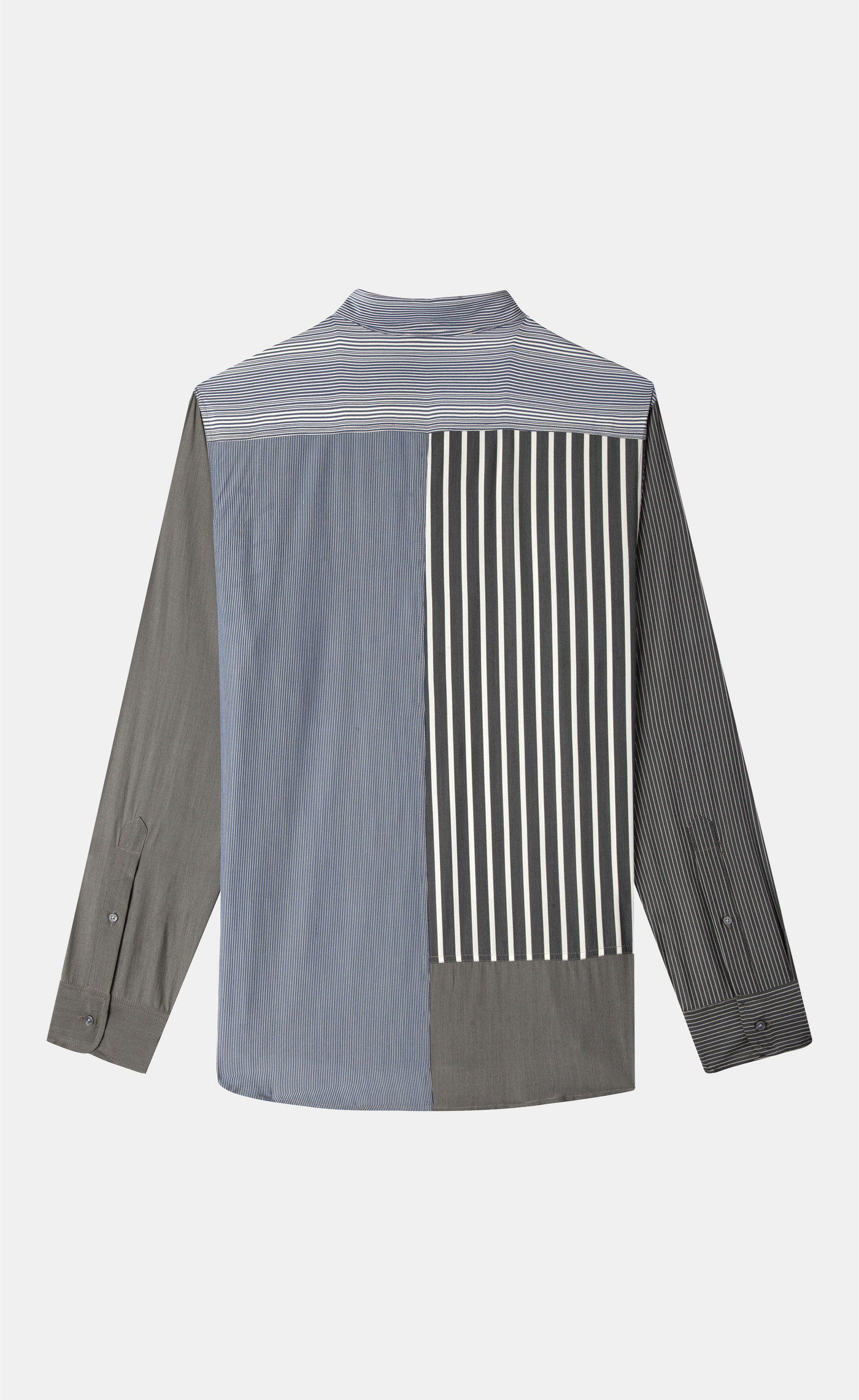 LS PATCHWORK BUTTON DOWN SHIRT